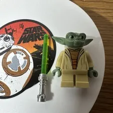 LEGO Star Wars Yoda Clone Wars White Hair Printed Back minifigure sw0446 75002