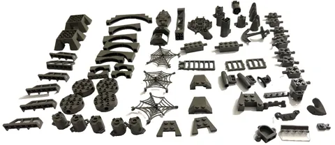 LEGO Dark Gray Specialty Lot - Castle Arches, Spiderwebs, Sarcophagus, Trusses