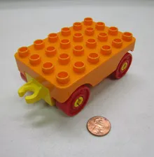 Lego Duplo 4X6 Orange Vehicle Car Base 24180 With Red Wheeled Part