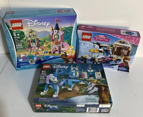 Lot of 3 LEGO Disney Princess Sets in Box 41066 Frozen 41162 Cambria 43184 Raya