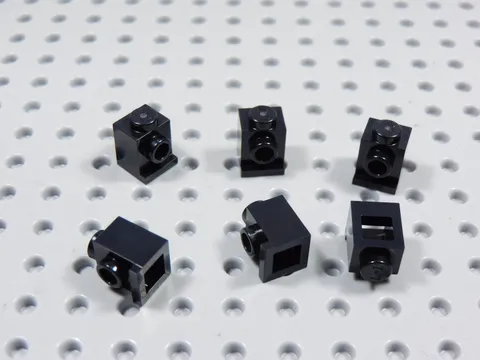 LEGO Lot of 6 Black 1x1 Modified Bricks w/ Headlight Stud BH