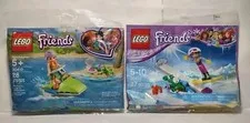 Lego Friends 30402 Snowboard Winter Mia 30410 Summer Jet Ski Stephanie Bag Lot 2