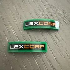 LEGO Slope 1 x 4 Curved Double with 'LEXCORP' Sticker (93273) 2 Pieces