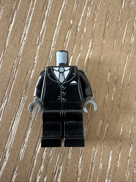 New LEGO Tuxedo Torso Black Bowtie Tie Vest Jacket Suit Unisex Torso Body Part