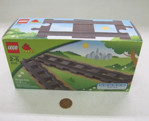 New 2009 Lego Duplo 6 Pieces Straight Train Track NIB 2734 Thomas Tank Engine
