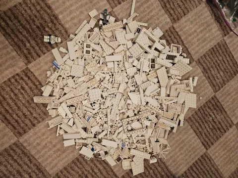 Gallon Size Bag of Bulk White Lego Pieces Lot 2