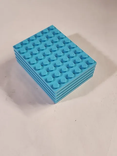 LEGO Parts ● Medium Azure Plate 6 x 8 ● # 3036 ● QTY 5