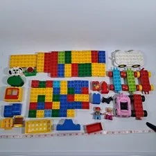 Lego Duplo 80 Piece Building Bricks Blocks Lot Cars People Dog Unique Classic