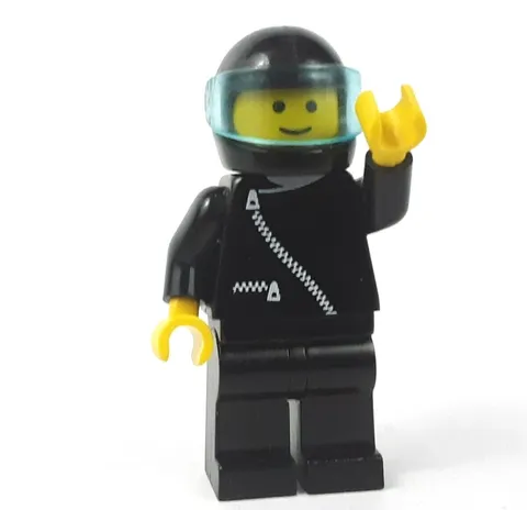 LEGO® Jacket w Zipper Black Legs Black Helmet Trans-Light Blue Visor zip003