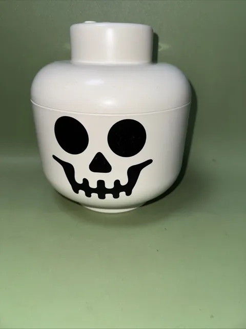 LEGO White Skeleton Head Storage Container Halloween Themed Décor