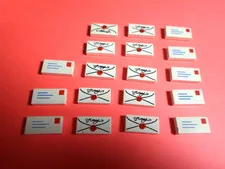 LEGO Lot of 18 Letter Envelope Mail Printed Tile Lot Minifigure Accessory