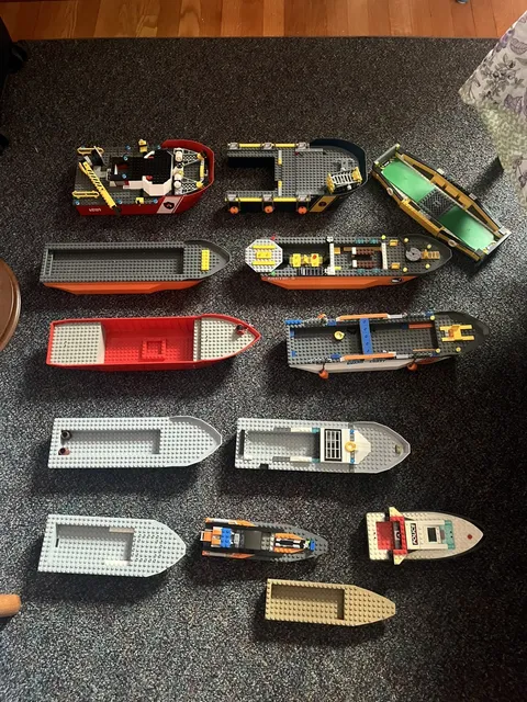Read Description- 13 Lego Boat/Ship Hulls- Police, Coast Guard, Deep Sea & More