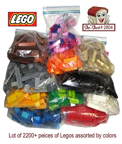 LEGO Bulk Lot 2200+ Pieces Mixed Bricks Parts Sorted by Color 11 Bags VGC