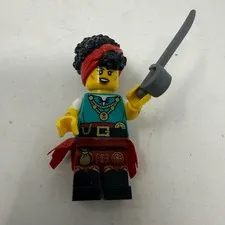 LEGO Pirate Minifigure Teal Torso Red Bandana Fabric Cape Cutlass Sword 6443
