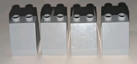 LEGO DUPLO LOT OF 4 LIGHT BLUISH GRAY 3X2X2 45 DEGREE SLANT SLOPE SLANTED PIECES