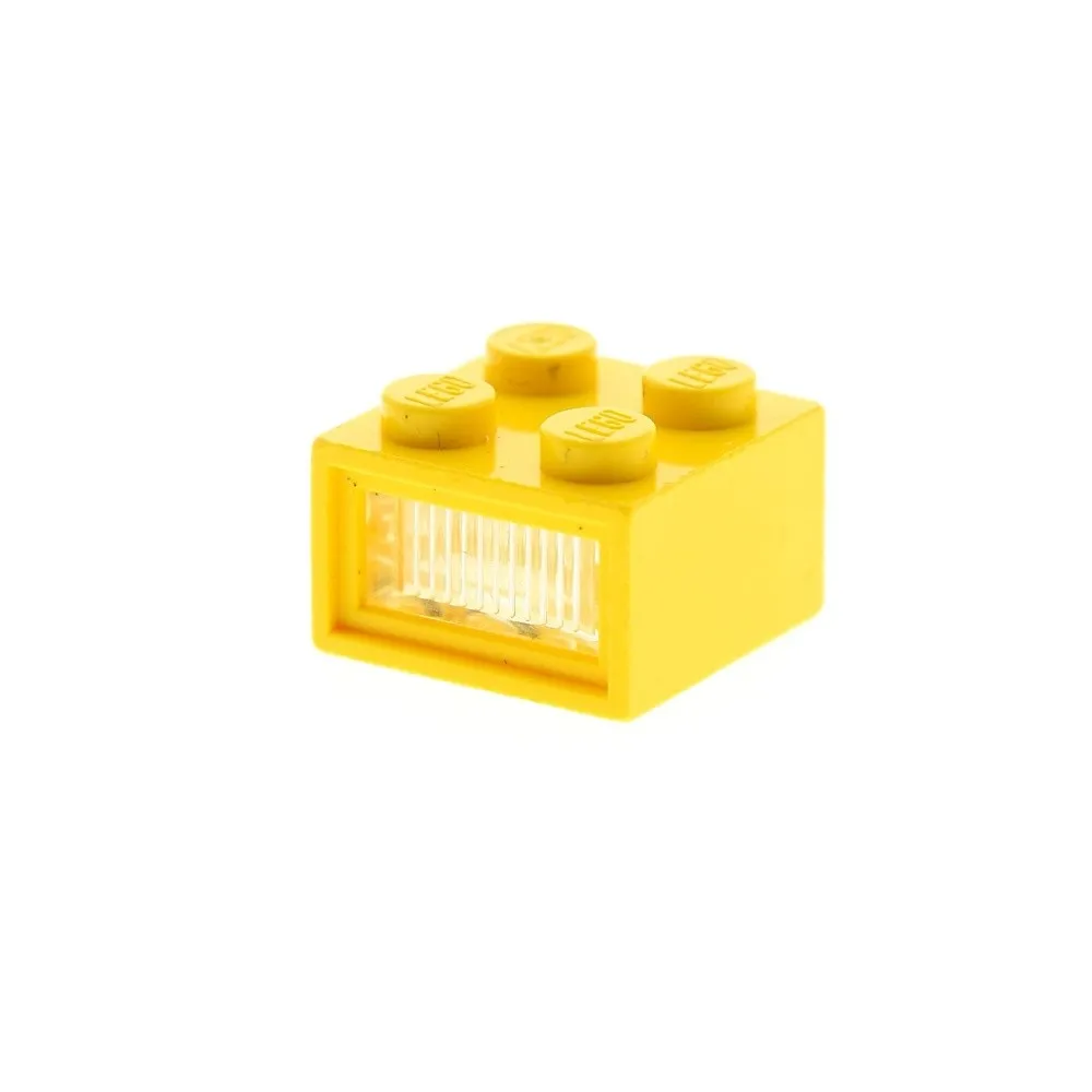1X Lego Electric Light Brick 4.5V B-Stock Used 2X2 Yellow Ribbed 08010DC01