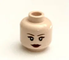 LEGO 1 Light Nougat Female Head With Dark Red Lips Frown / Grin Pattern
