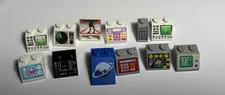 LEGO Lot of 12 Sloped Bricks printed pattern Control Panel Space Computer (#8)