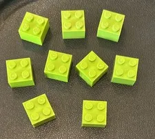 Lego Lot 9 Lime Green 3003 Bricks Stud Pieces 2x2 Brick Replacement Set
