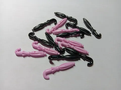 LEGO BULK LOT OF 16 MINIFIGURE UTENSIL FOLDED UMBRELLAS PINK & BLACK  #27150