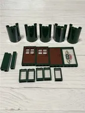 LEGO DARK GREEN LOT 17 PCS 1X4 1X2 DOOR WINDOW HALF CYLINDER 1X1X5 PILLAR