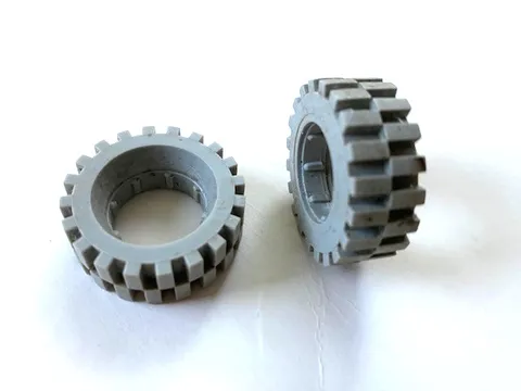 Lego Light Gray, Tire, 30 x 10.5, Offset Tread, Part # 2346, Space - Lot of 2