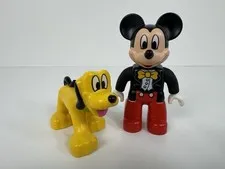 Duplo LEGO Disney Minifigures Mickey Mouse Pluto Dog Figure Lot of 2