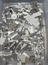 1 lb. Bulk Mixed Gray Legos - standard blocks and unique pieces (Lot G)
