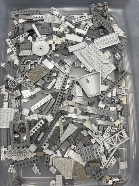 1 lb. Bulk Mixed Gray Legos - standard blocks and unique pieces (Lot G)