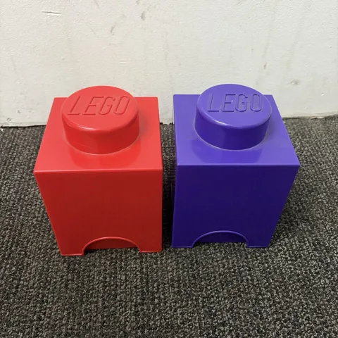 LEGO 1 Stud Storage Brick Box Lot Red Purple Stackable Organizer Room 