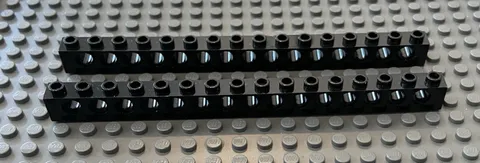 LEGO Two Black Technic 1x16 Brick With Holes