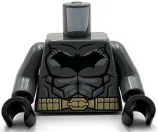 Lego New Minifig Dark Bluish Gray Torso Batman Logo w/ Muscles Gold Belt Part