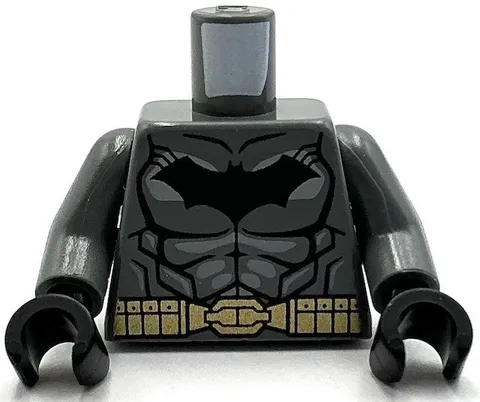Lego New Minifig Dark Bluish Gray Torso Batman Logo w/ Muscles Gold Belt Part