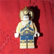 LEGO Minifigure Tan/Blue Outfit with Red Spiky Hairpiece & Masked Head