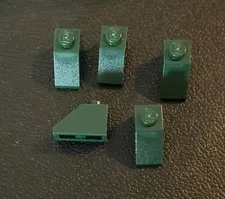 LEGO Lot of 5 Parts 1x2 Brick Sloped 45 Dark Green Part #3040