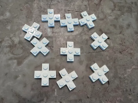 LEGO Genuine Parts Lot (10) , 3x3 White Cross Plates , Part# 15397