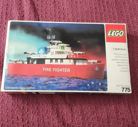 Vintage 1978 Lego Set 775 Fire Fighter Ship Boat Near Complete in Box + Manual