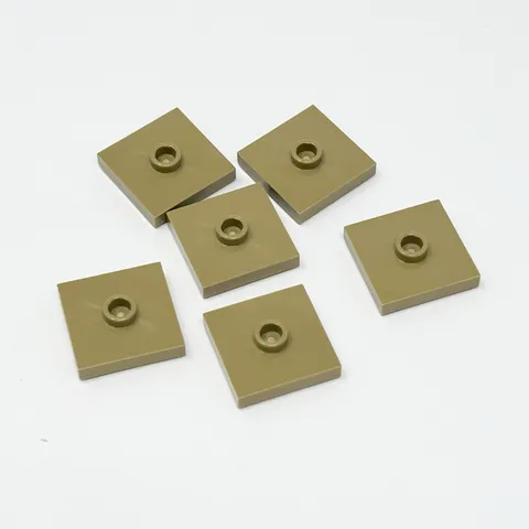 87580 LEGO Plate Modified 2x2 Groove 1 Stud Center Jumper DARK TAN (6)