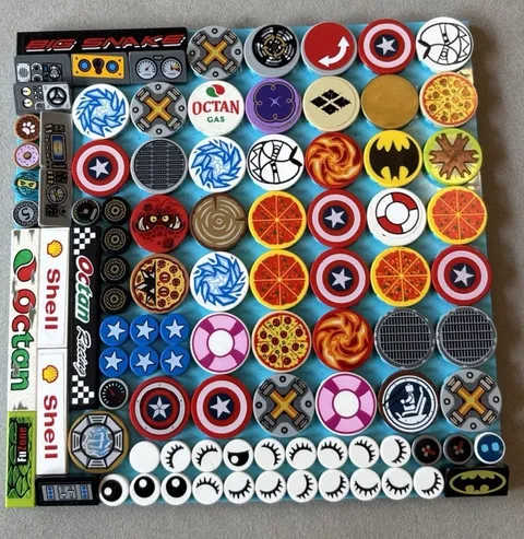 Lego Tiles Assorted Sticker Printed Lot Base Plate Included Used