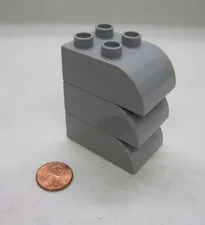 LEGO Duplo Block LIGHT GRAY GREY 2x2x3 CURVED BRICK 3 Block Lot Building Blocks