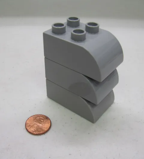 LEGO Duplo Block LIGHT GRAY GREY 2x2x3 CURVED BRICK 3 Block Lot Building Blocks