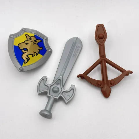 LEGO Duplo Castle Silver Broad Sword Lion & Crown Knight Shield Crossbow Weapons