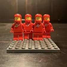Lego Vintage Red Spaceman Minifigure (Lot of 4)