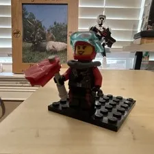 LEGO Minifigure Red Helmet Blue Visor Gray Air Tanks Black Legs Red flippers