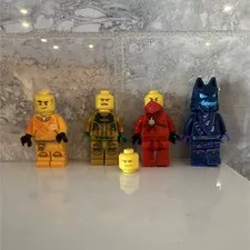 LEGO NINJAGO Ninja Minifigures Lot of 4 Orange Green Red Blue + Extra Head