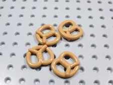 LEGO Lot of 4 Medium Nougat Pretzel Food Minifig BU