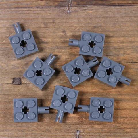 LEGO Dark Bluish Gray Brick 2 x 2 with Pin and Axle Hole Part No. 6232 Qty 8