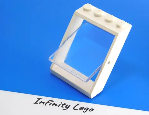 2 LEGO Vintage White Window Frame 4 x 4 x 3 Roof with Clear Glass 4447, 2 Pieces