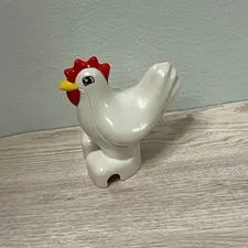 LEGO Duplo White Chicken Rooster Figurine Animal Farm Building Toy Kids