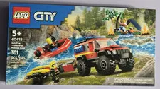 LEGO CITY - SET # 60412 - 4X4 FIRE TRUCK WITH RESCUE BOAT - 301 PCS - 5+ - NEW